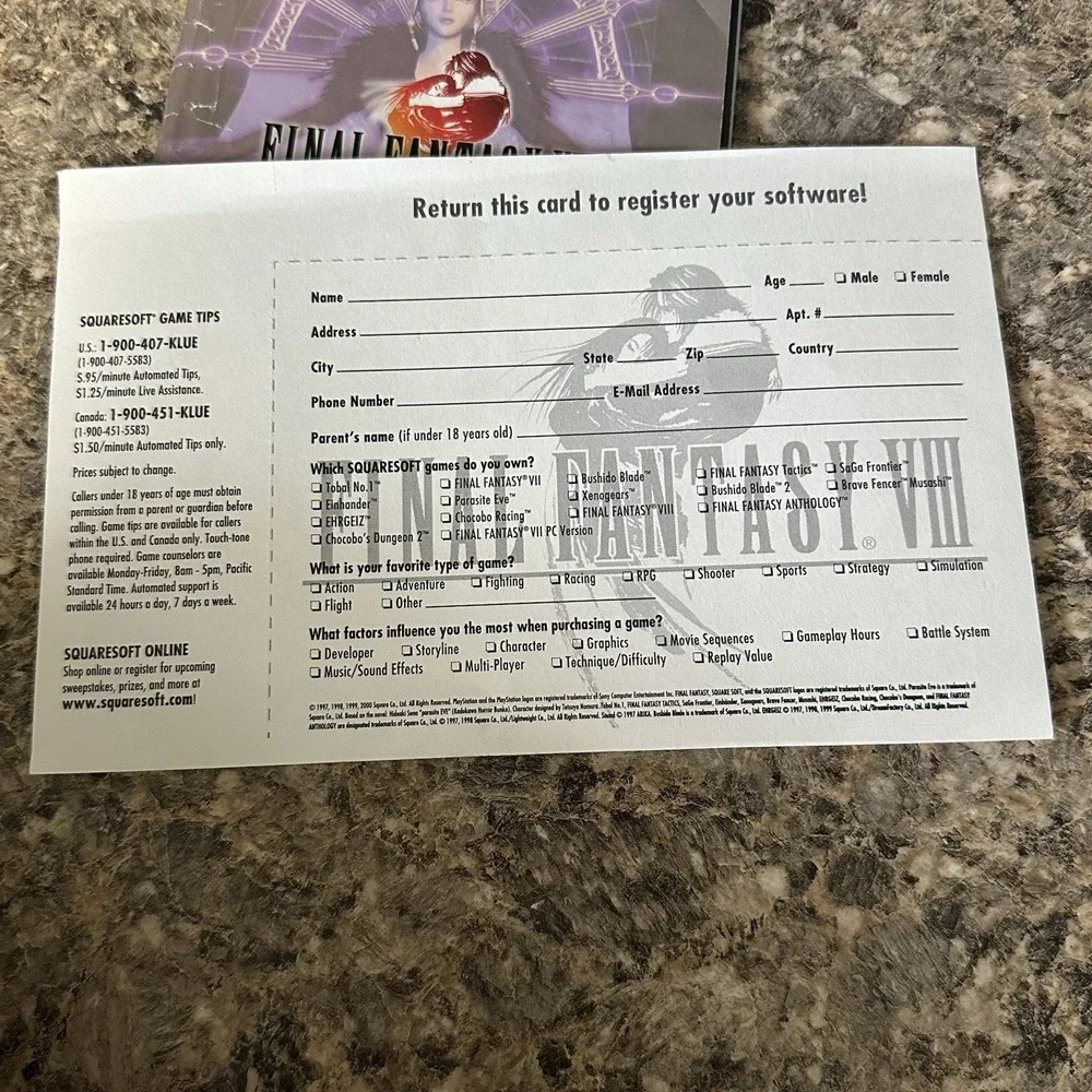 Final Fantasy VIII 8 Squaresoft Windows PC Holofoil Big Box Edition 2000